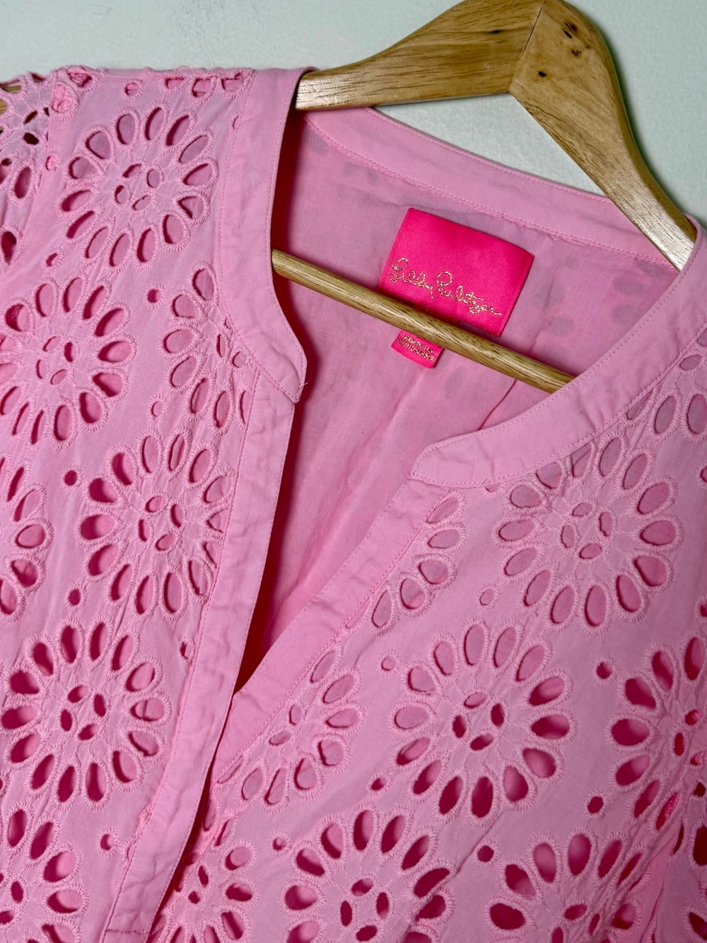 Lilly Pulitzer Bekah Eyelet Tunic Dress Peony Pink 3/4 Sleeve M - Picture 8 of 16
